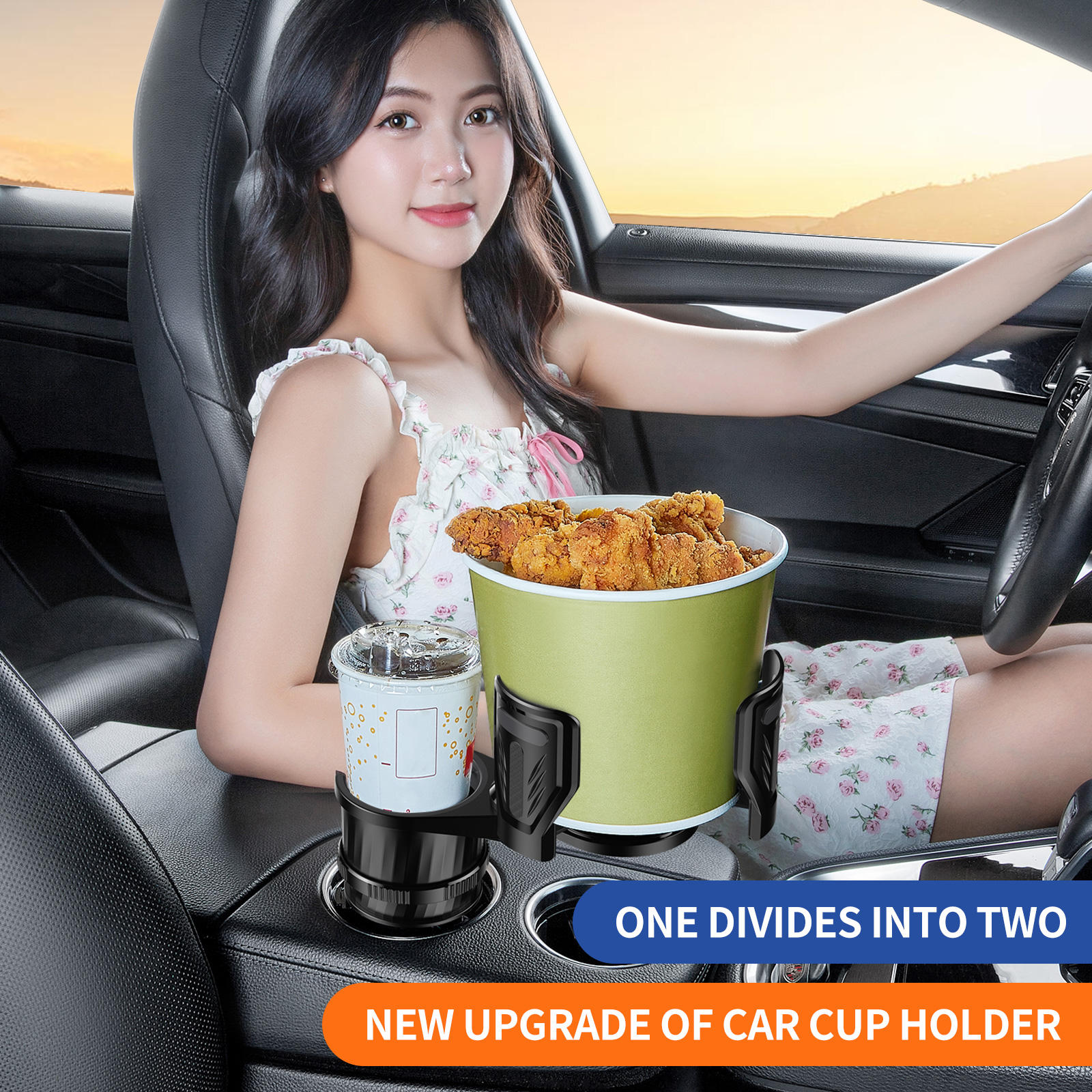 Multifunctio<i></i>nal Carbon Fiber Car Cup Holder with Compass 360° Swivel Arm - SYZ Model 2055